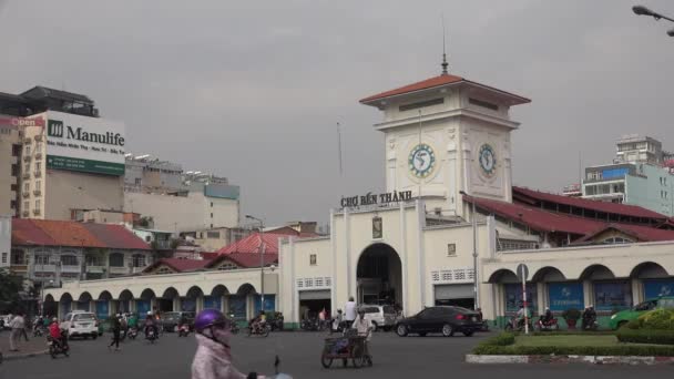 Ben Thanh Market Maior Mercado Atração Sai Gon Chi Minh — Vídeo de Stock