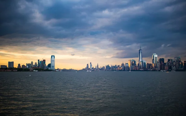 Porto New York Jersey City Manhattan Skyline Del Centro — Foto Stock