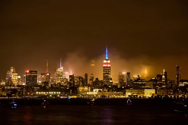 Empire State Building July 4Th Independence Day Fireworks — Stock Photo, Image