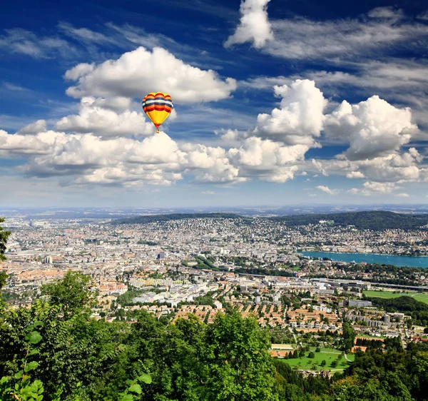 Luchtfoto Van Zurich Stad Vanaf Top Van Mount Uetliberg — Stockfoto