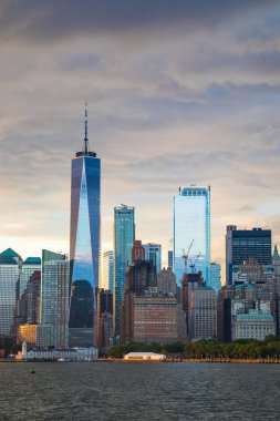 New York City Manhattan şehir merkezi gün batımında gökyüzü