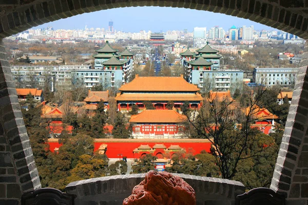 Vista Aérea Ciudad Beijing Desde Cima Colina Jing Shan —  Fotos de Stock