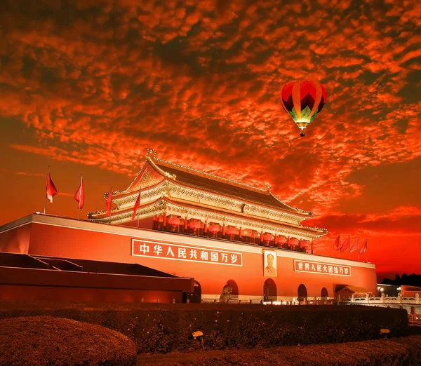 Pekin Tiananmen Zachód Słońca City Landmark Chiny — Zdjęcie stockowe