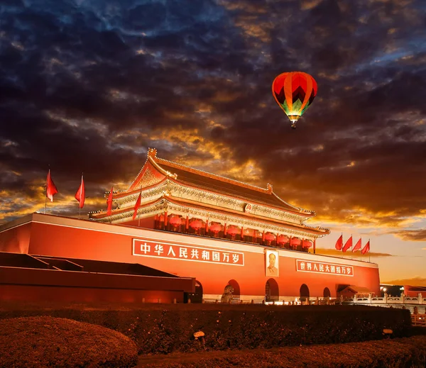 Pekin Tiananmen Zachód Słońca City Landmark Chiny Obrazy Stockowe bez tantiem