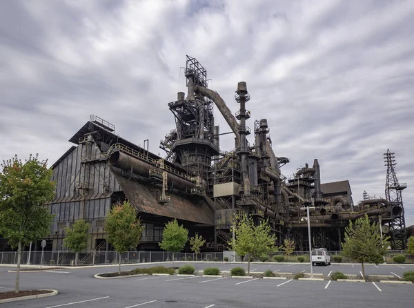 Dramatische Aufnahme Einer Stahlfabrik Die Bewölkten Tagen Noch Betlehem Steht — Stockfoto