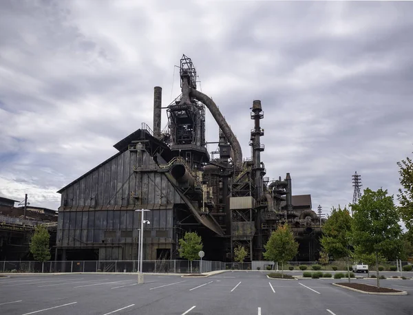 Dramatische Aufnahme Einer Stahlfabrik Die Bewölkten Tagen Noch Betlehem Steht — Stockfoto