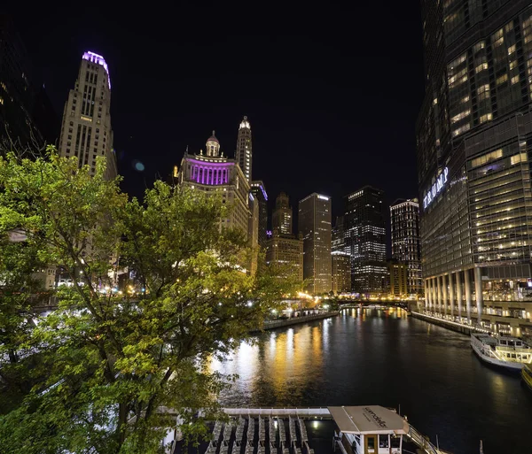 Chicago Illinois Października 2018 Wspaniały Pejzaż Budynków Wokół Rzeki Chicago Obrazy Stockowe bez tantiem