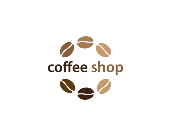 Kaffebönor logo typ mall — Stock vektor