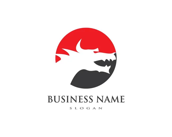 Шаблон логотипу плоского кольору дракона — стоковий вектор