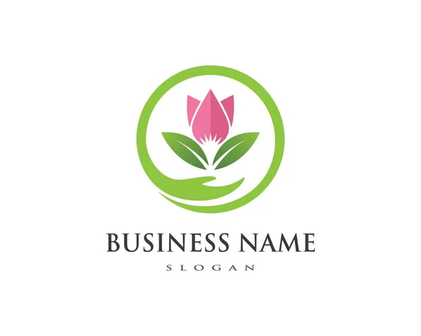 Lotus flores diseño logo Plantilla icono — Vector de stock