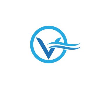 V Harfi dalga Logo Şablonu 