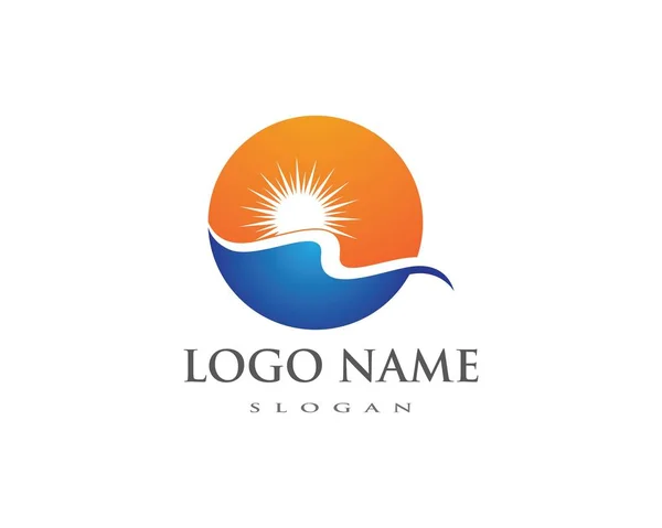 Símbolo de ola de agua e icono Logo Template — Vector de stock