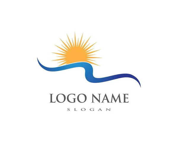 Símbolo de onda de água e ícone Modelo de logotipo —  Vetores de Stock