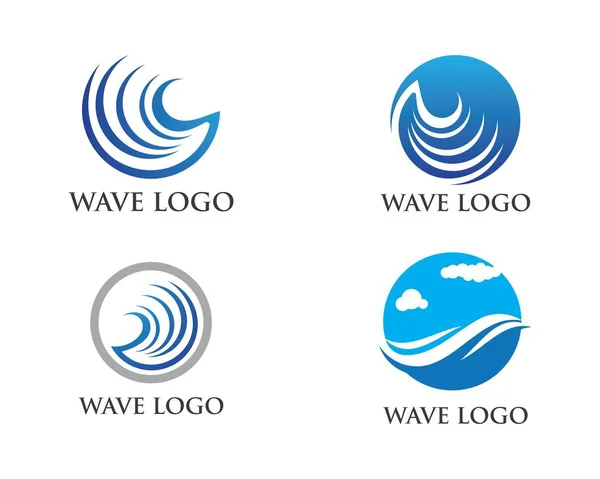 Símbolo de ola de agua e icono Logo Template — Vector de stock