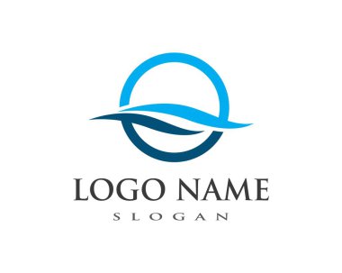 Su Dalgası sembolü ve simge logo şablonu