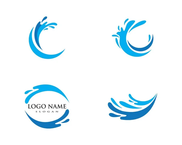 水波スパッシュ シンボルとアイコンのロゴのテンプレート — ストックベクタ