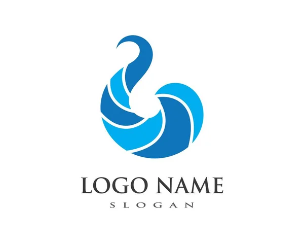 Símbolo de ola de agua e icono Logo Template — Vector de stock