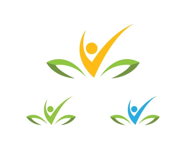 健康的な生活人のロゴのテンプレート — ストックベクタ
