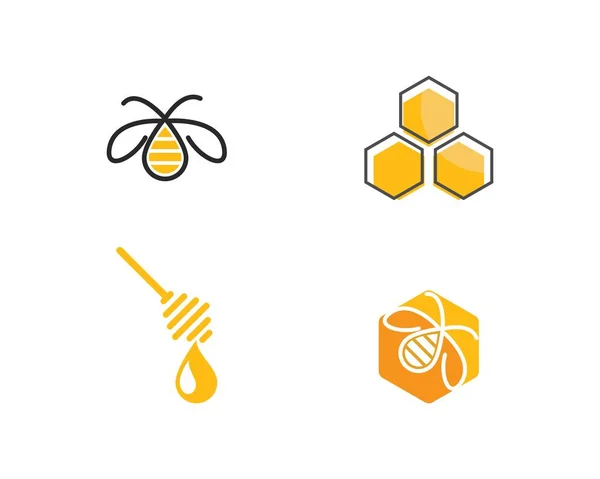 Modèle de logo d'abeille miel — Image vectorielle