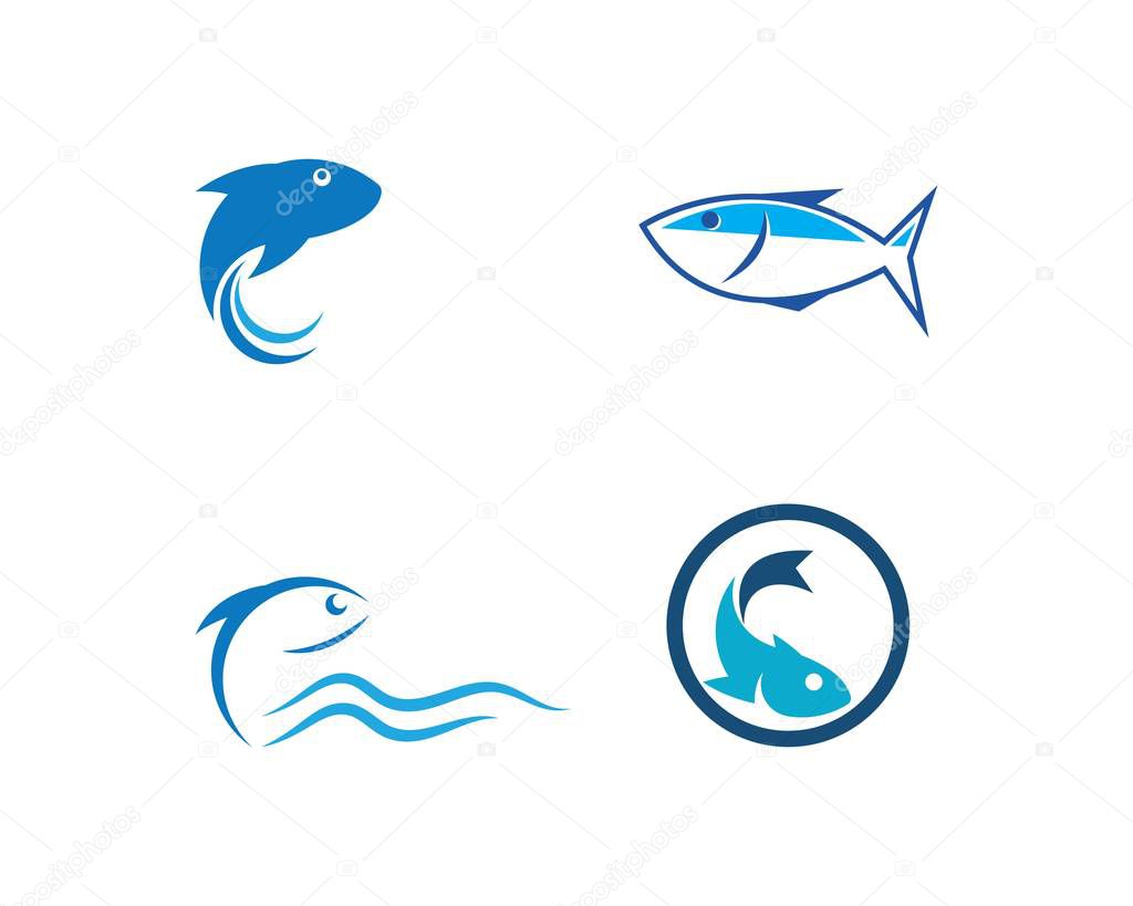 Fish logo template. Creative vector symbol of fishing club or online