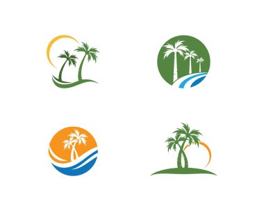 Palmiye ağacı yaz logo şablonu