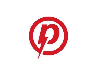 P Harfi Şimşek Logo Şablonu