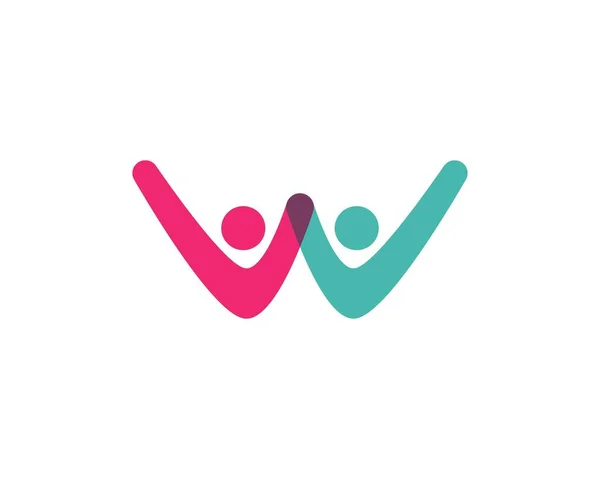W Harfi Toplum Bakımı Logo Şablonu — Stok Vektör
