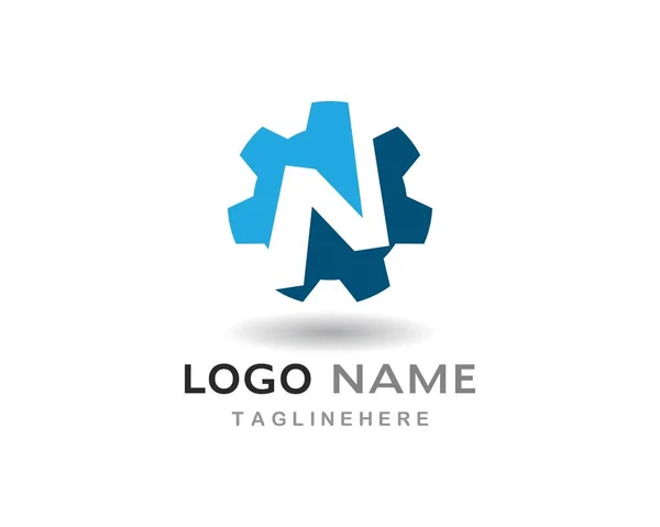 N letra Engrenagem Logo Template vector —  Vetores de Stock