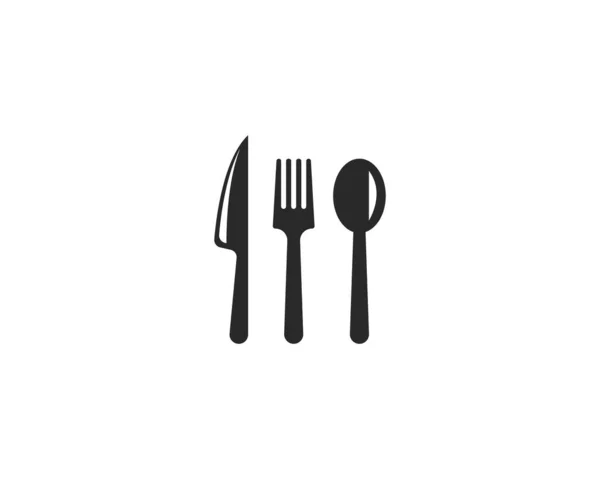 Tenedor, cuchillo e icono de cuchara — Archivo Imágenes Vectoriales