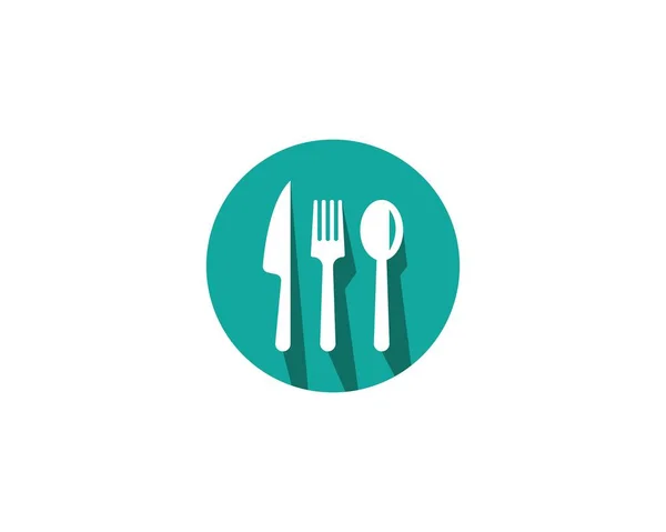 Tenedor, cuchillo e icono de cuchara — Vector de stock