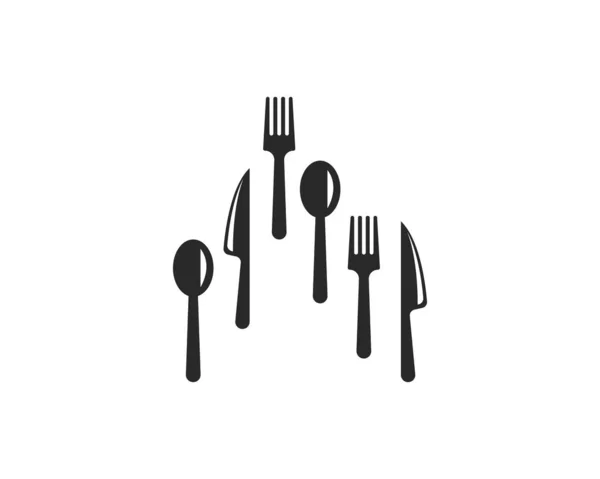Forchetta, coltello e icona cucchiaio — Vettoriale Stock