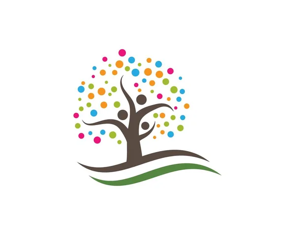 Aile ağacı ılustration logo şablon — Stok Vektör