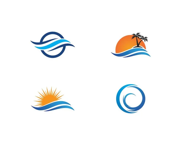 Símbolo de onda de água e ícone Modelo de logotipo — Vetor de Stock