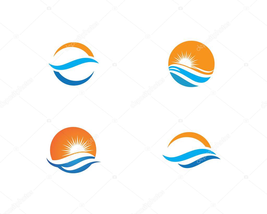 Water Wave symbol and icon Logo Template