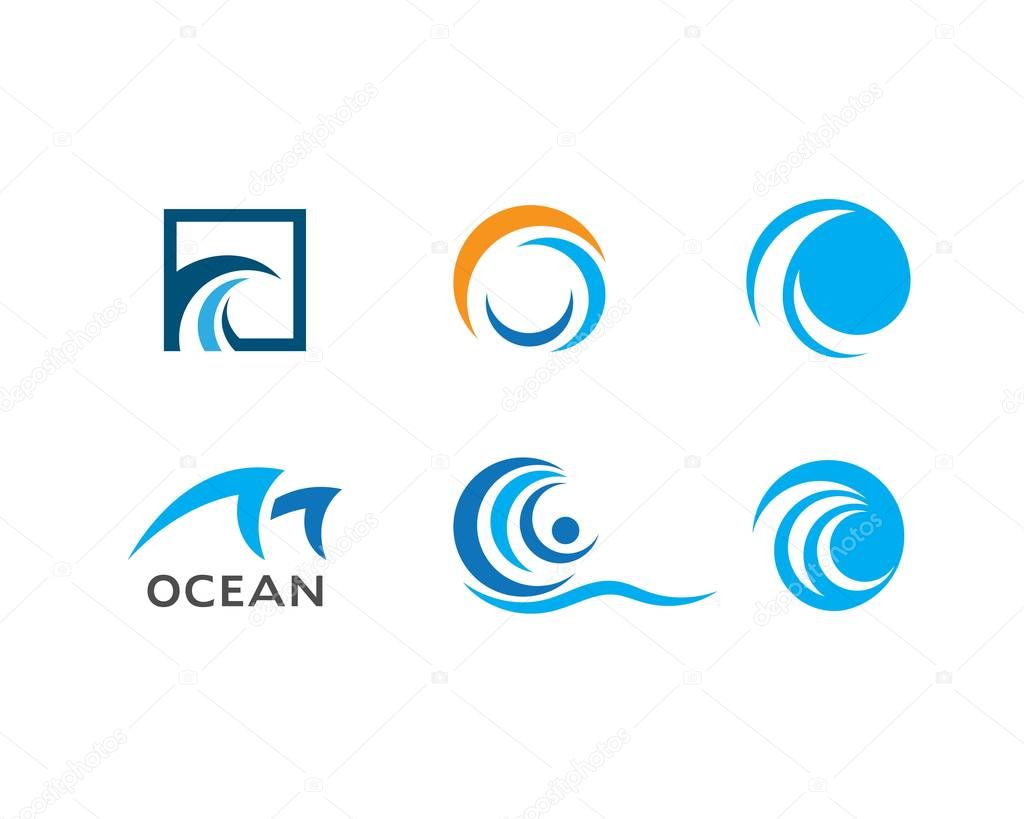 Water Wave symbol and icon Logo Template