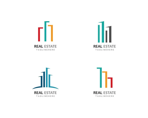 Logo immobilier, immobilier et construction — Image vectorielle