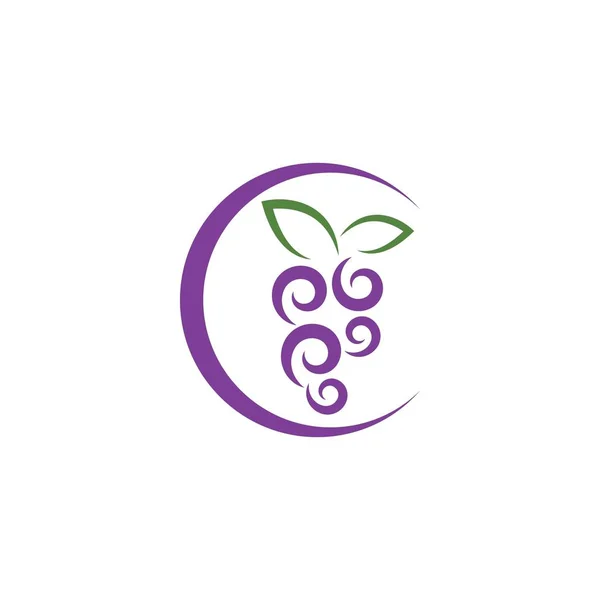 Grape with leaf logo vector — Stock Vector