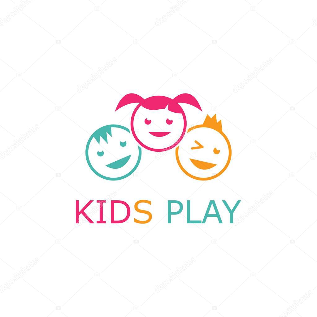 Kids play logo vector template