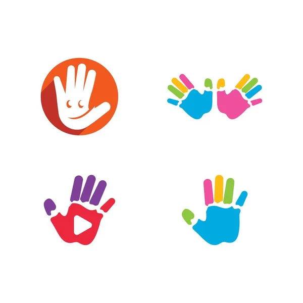 Logo manos niños — Vector de stock