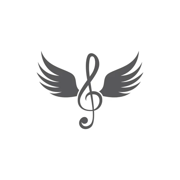 Nota musical ala logo vecto — Archivo Imágenes Vectoriales