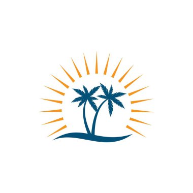 Palmiye ağacı yaz logo şablonu 