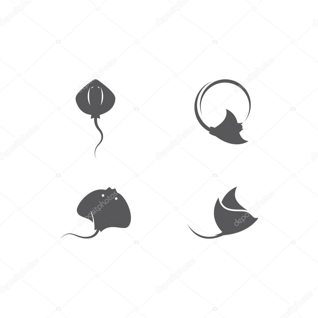 Stingray logo set ilustration vector flat design template