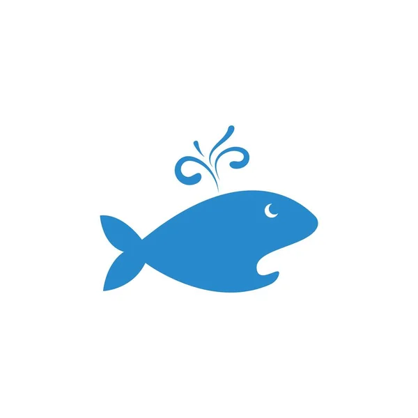 Balina Balığı Logosu Çizim Vektörü Düz Tasarım — Stok Vektör