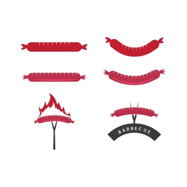 Sosis logosu ve sembol çizim vektörü tasarımı