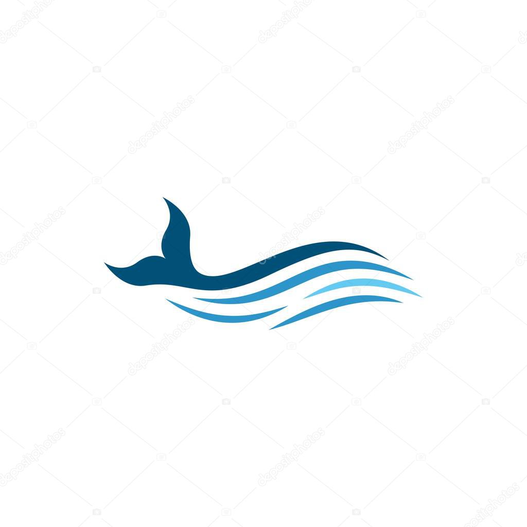 Whale fish logo illustration vector flat design
