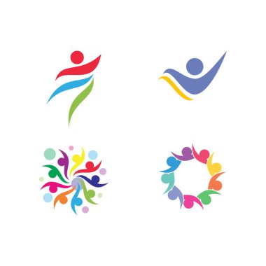 Topluluk, ağ ve sosyal logo tasarım şablonu vektörü