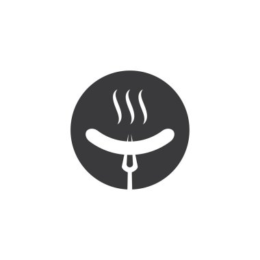 Sosis simgesi ve sembol çizim vektörü tasarımı