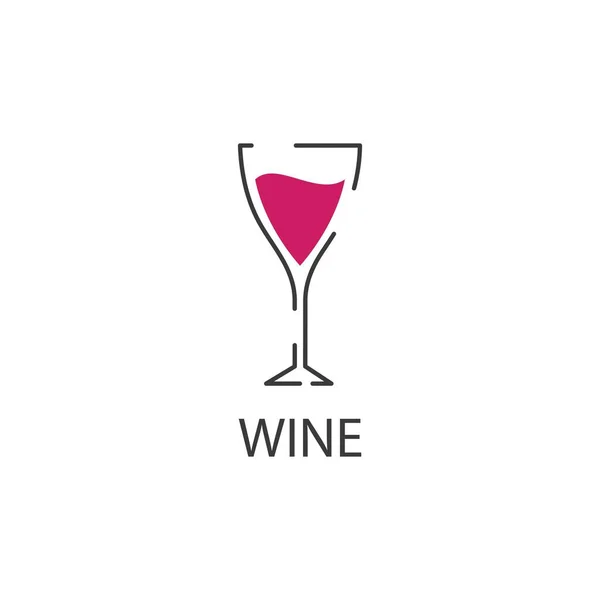 Szklane Wino Ilustracja Płaski Wzór Szablon — Wektor stockowy