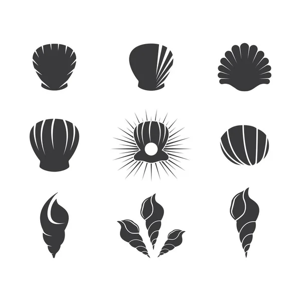 Seashell Γραμμή Διανυσματική Απεικόνιση Επίπεδη Σχεδίαση — Διανυσματικό Αρχείο