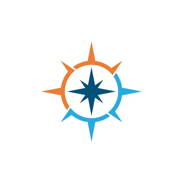 Πυξίδα Λογότυπο Διάνυσμα Επίπεδη Σχεδίαση — Διανυσματικό Αρχείο